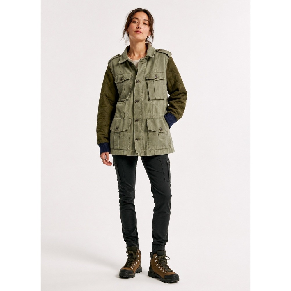 J. Crew Boyfriend Fatigue Military Jacket Womens Small Army Green Canvas Pockets